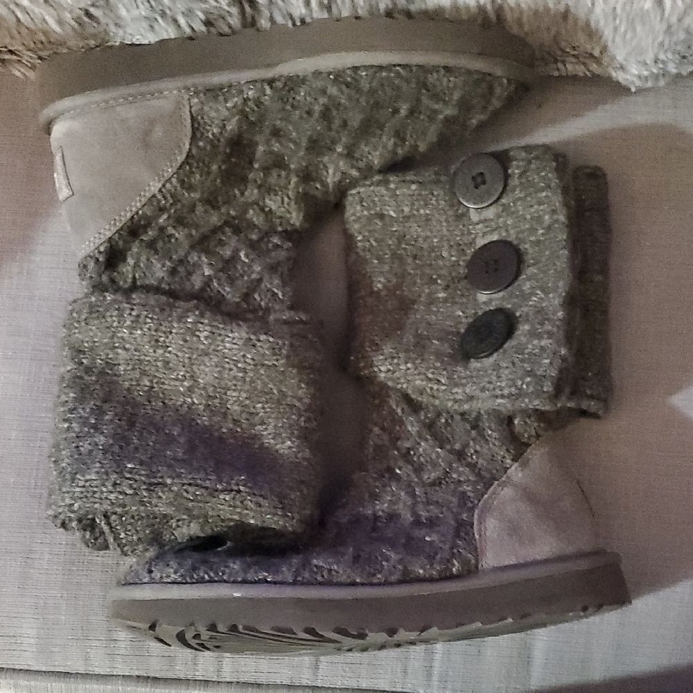 UGG Knit Button Boots - Gray